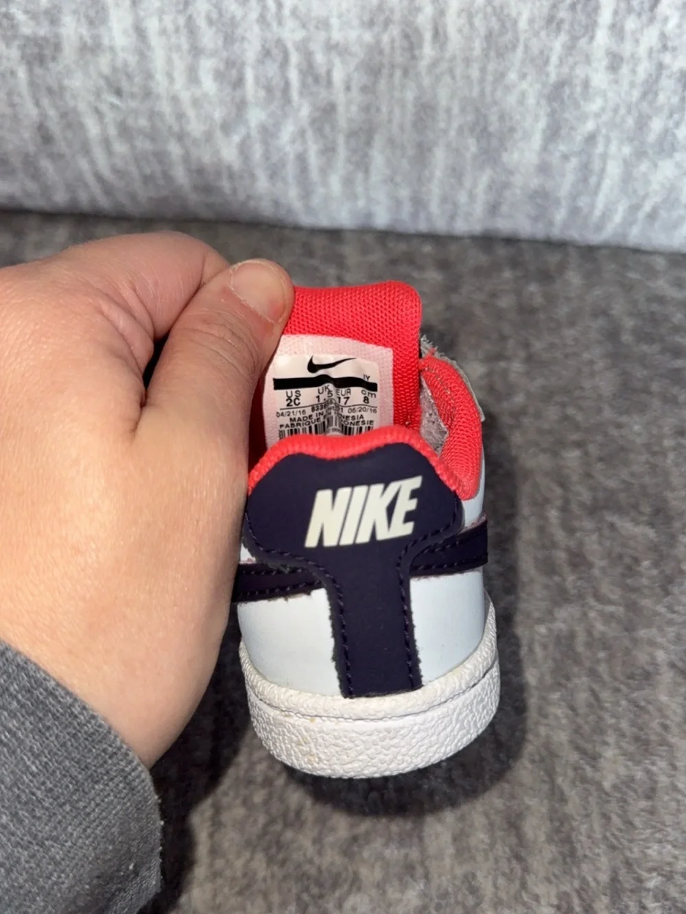 Nike Toddler Shoes Size C2 White/Navy/Coral Hook & Loop Sneakers